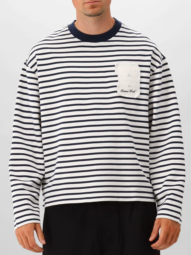 Bram´s Fruit Longsleeve Blauw/Wit Varsity Striped