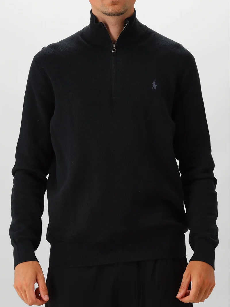 Polo Ralph Lauren Gebreide Trui Zwart Half Zip