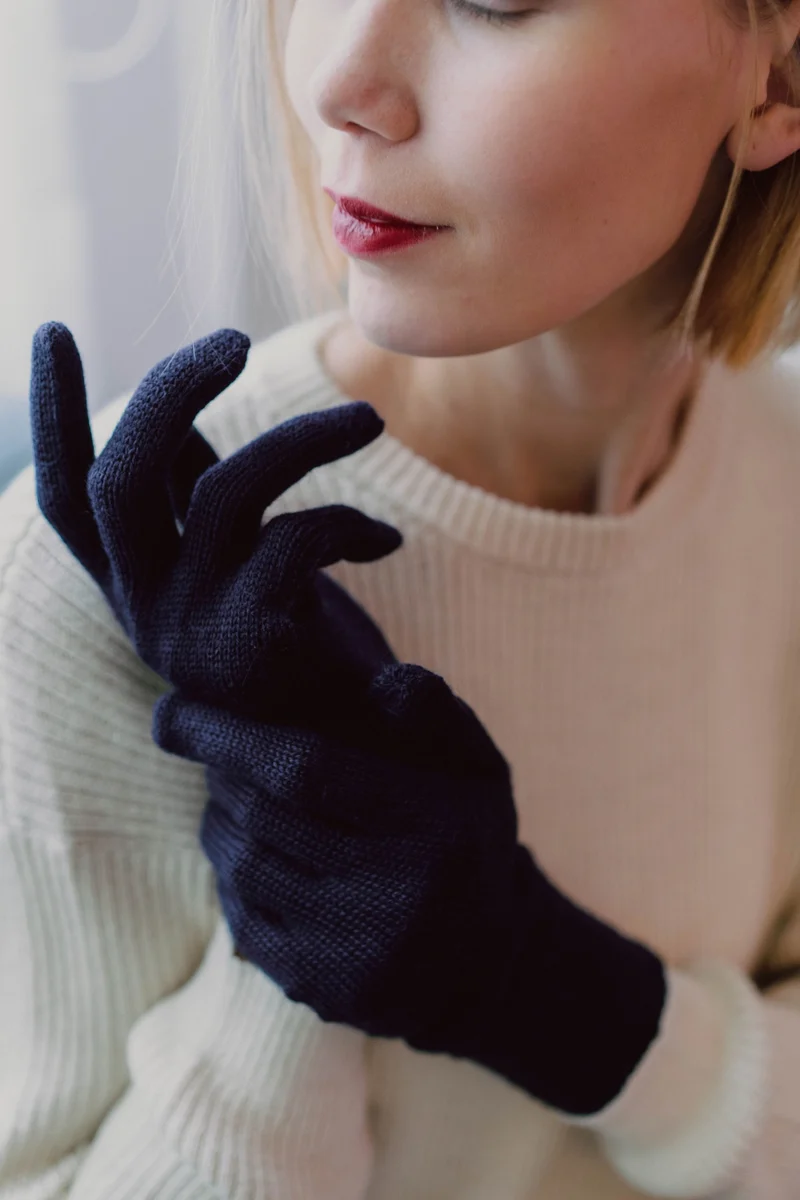 GLOVES BLUE - 100% BABY ALPACA