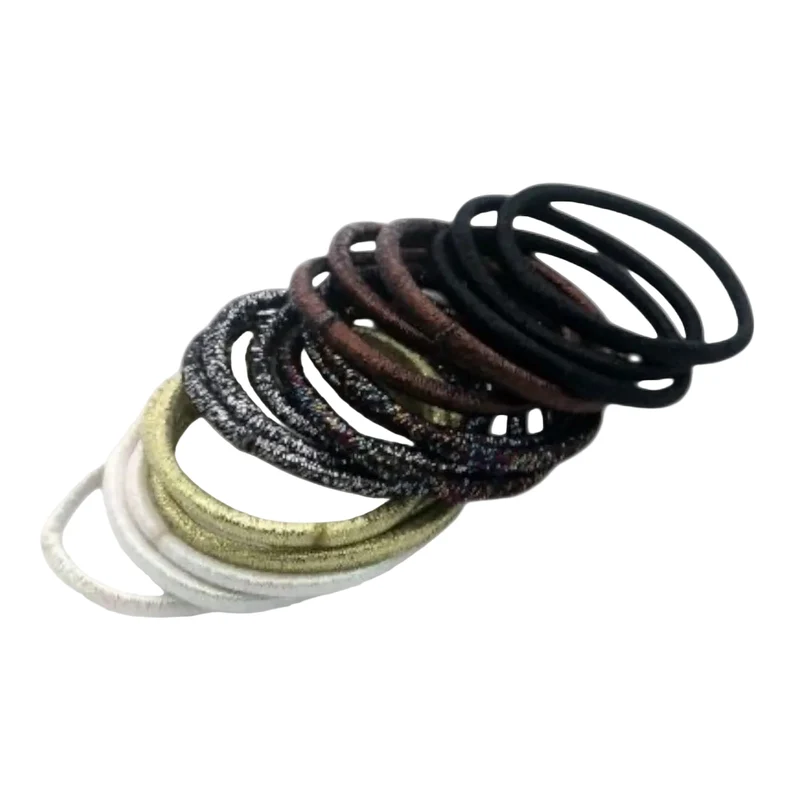Haarelastiek set – 18 stuks glanzende zwart kleurenmix