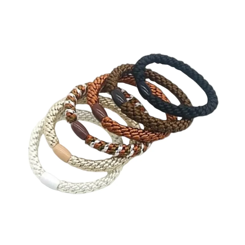 Haarelastiekjes - Armbandjes Knekkie 6 stuks zwart, bruin, beige mix