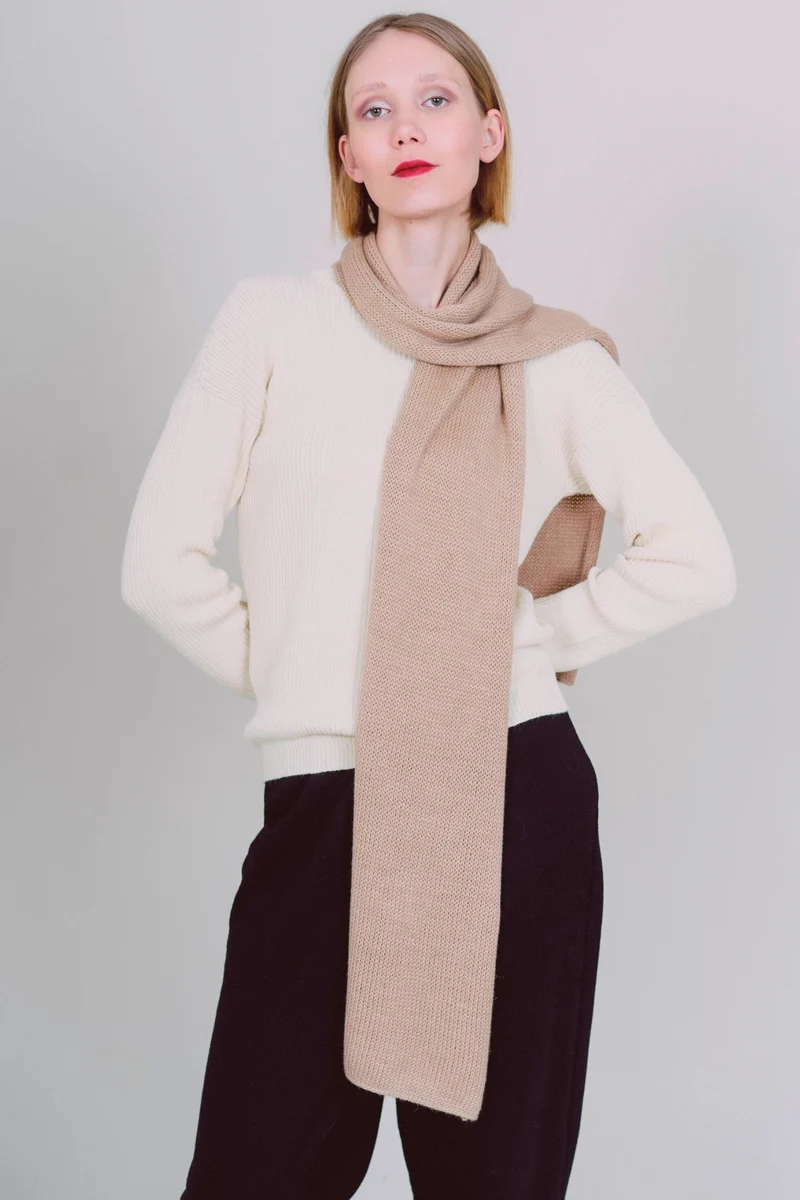 SCARF "MAYU" BEIGE - 100% BABY ALPACA
