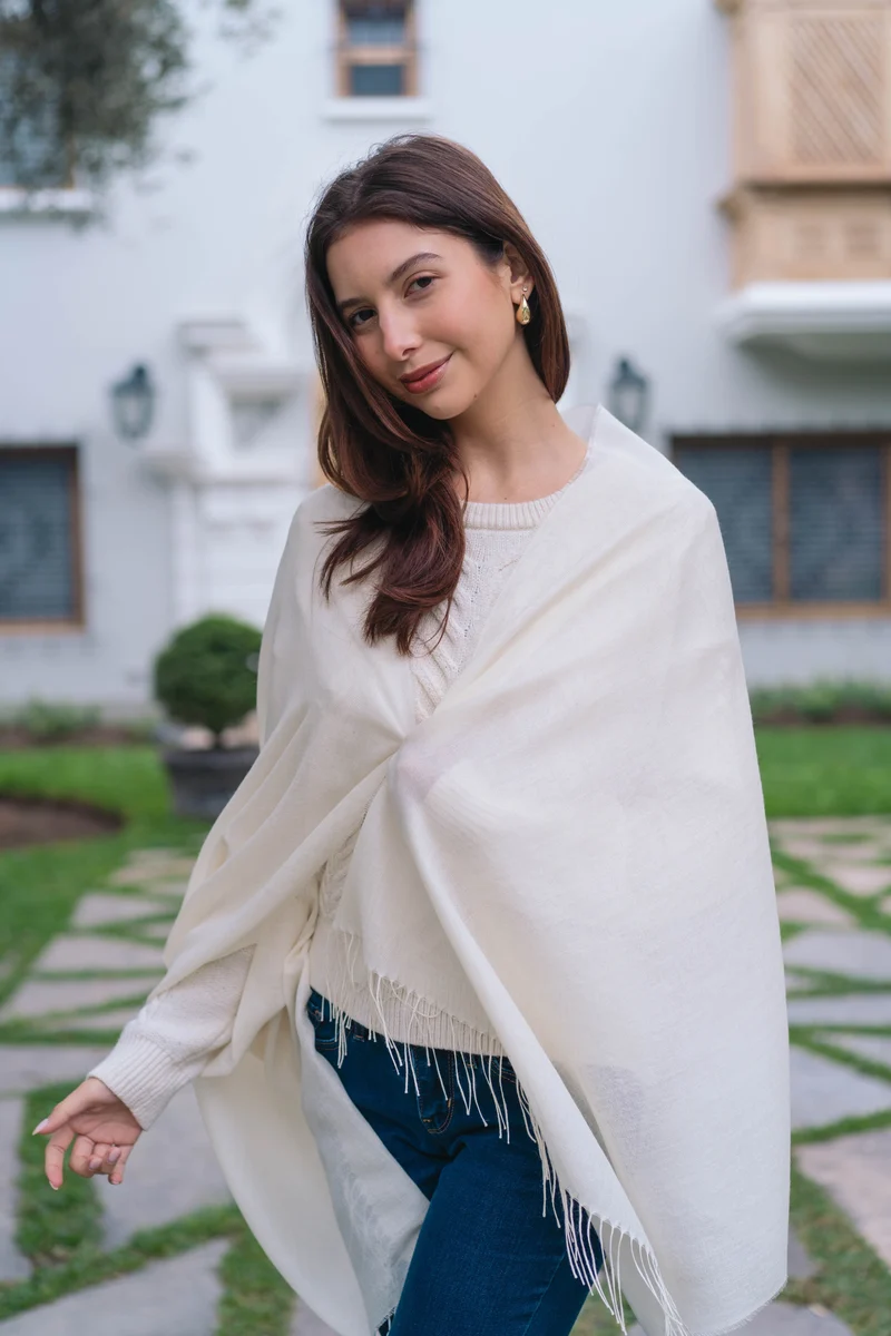 SHAWL WHITE - BABY ALPACA