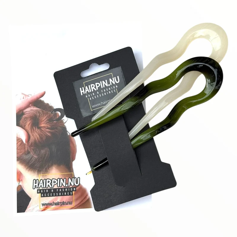Hairpin Easy Fit set groen-ivoor 2 stuks ideale haarspelden voor langer haar!