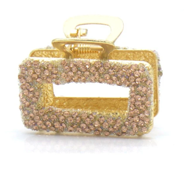 Haarklem Claw Goud Strass champagne – Elegante Metalen Haarklem voor Dames | Sterke Haarclip
