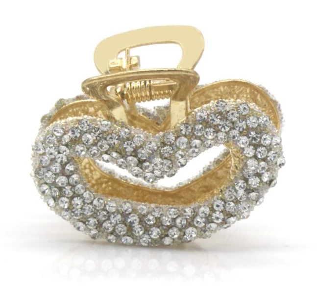 Haarklem Hart Goud Strass zilver – Elegante Metalen Haarklem voor Dames | Sterke Haarclip