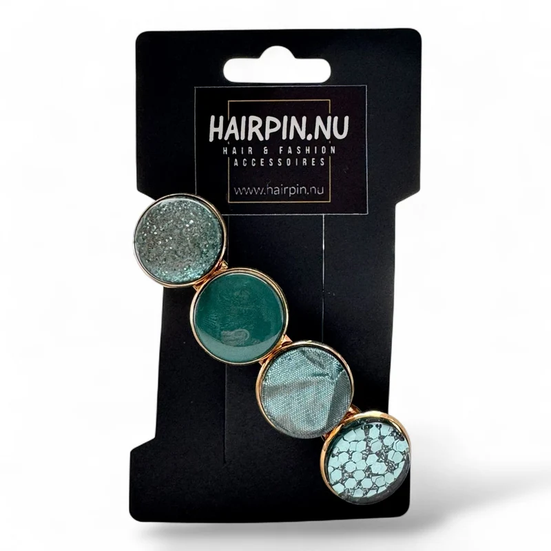 Haarspeld Color Hairclip Cabochon – petrol groen Sparkle | Elegant met Gouden Frame XL-0114.26
