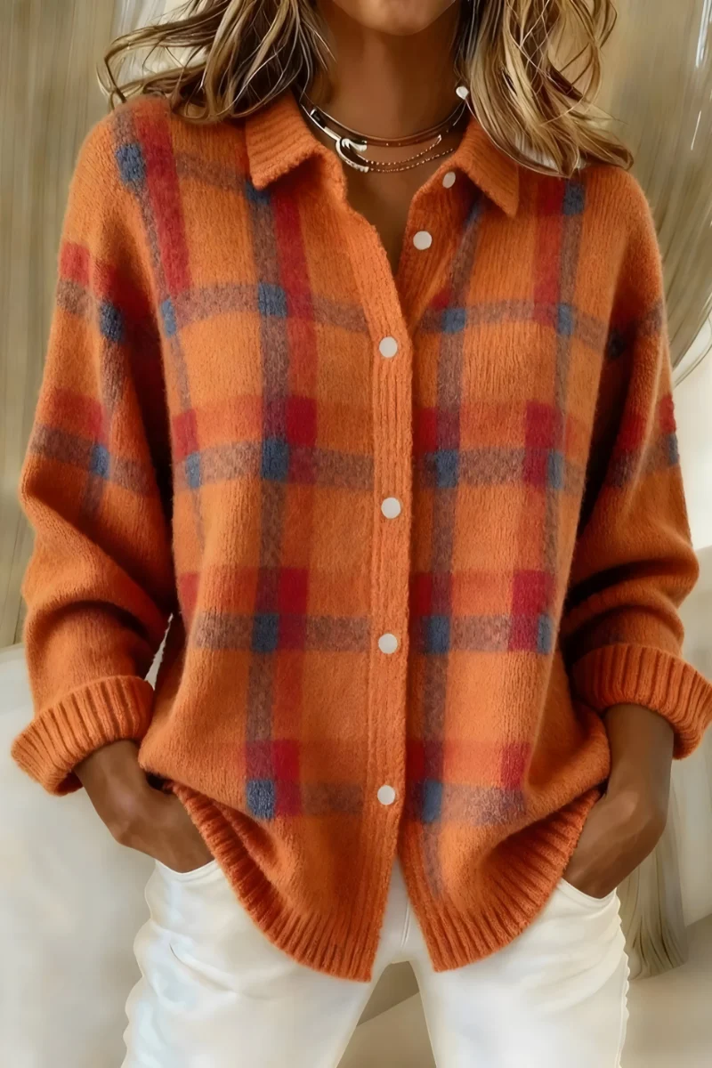 Dames Cardigan met Ruitpatroon – Comfortabele Elegante Vest voor Elke Dag