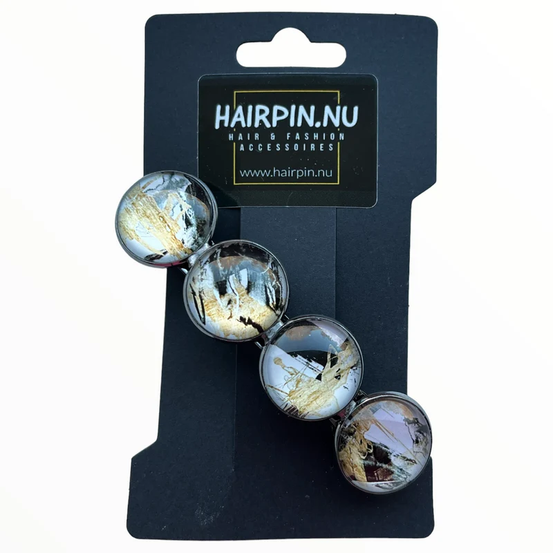 Color Hairclip haarspeld zwart-goud-wit XL-045.25