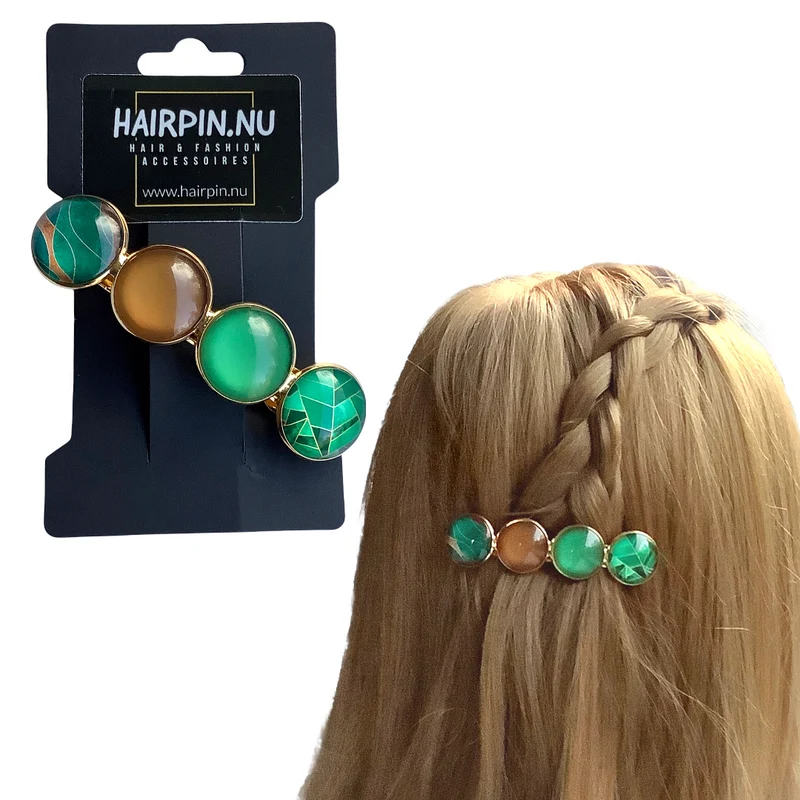 Color Hairclip haarspeld goud groen haarspeld XL-029.25
