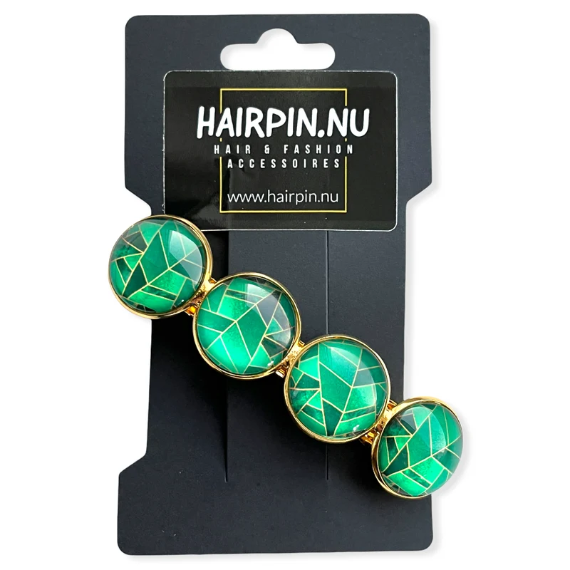 Color Hairclip haarspeld goud groen XL-006.25