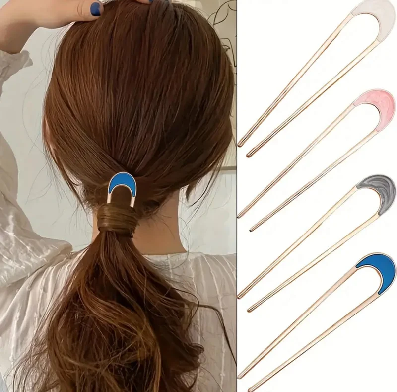 Hairpin Easy set grijs-roze voor een perfect opsteekkapsel