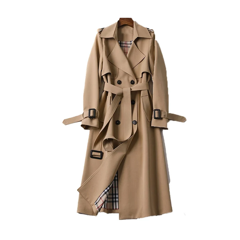 Dames Trenchcoat Dubbele Rij Knopen Luxe Stijl