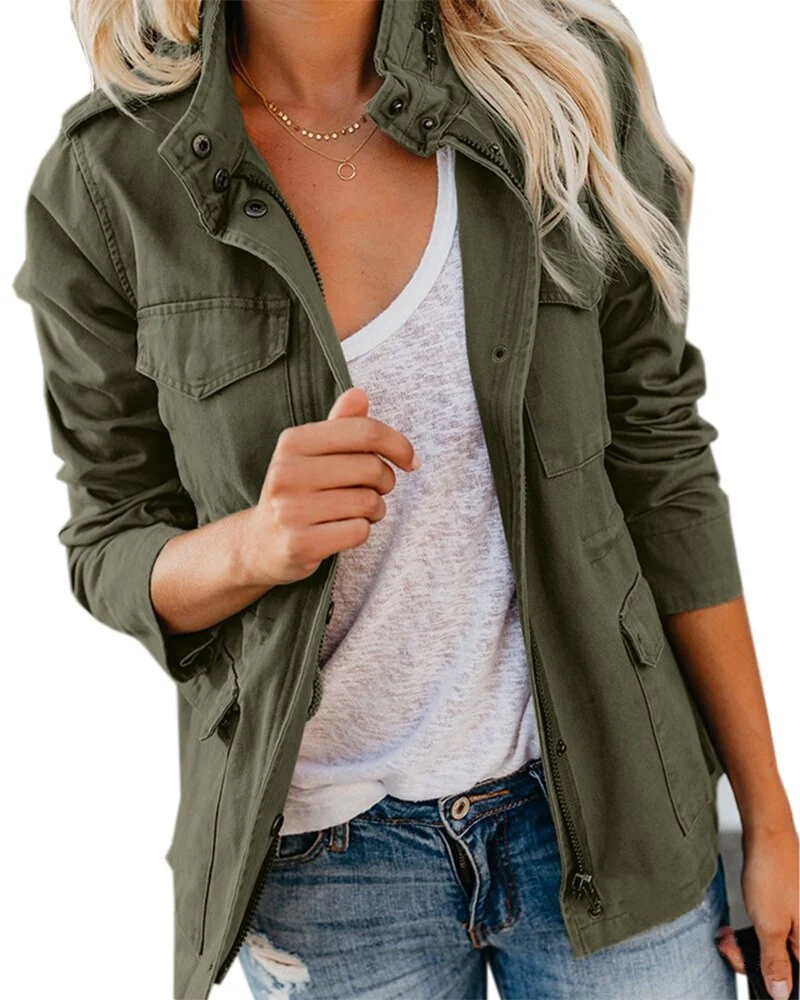 Lange Dames Jas Met Zakjes Polyester Voor Herfst