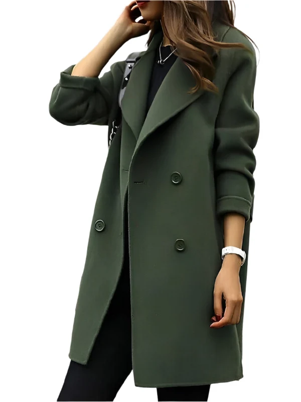 Dames Trenchcoat Dubbelgeknopt Lange Zwart Hoogwaardige Stof