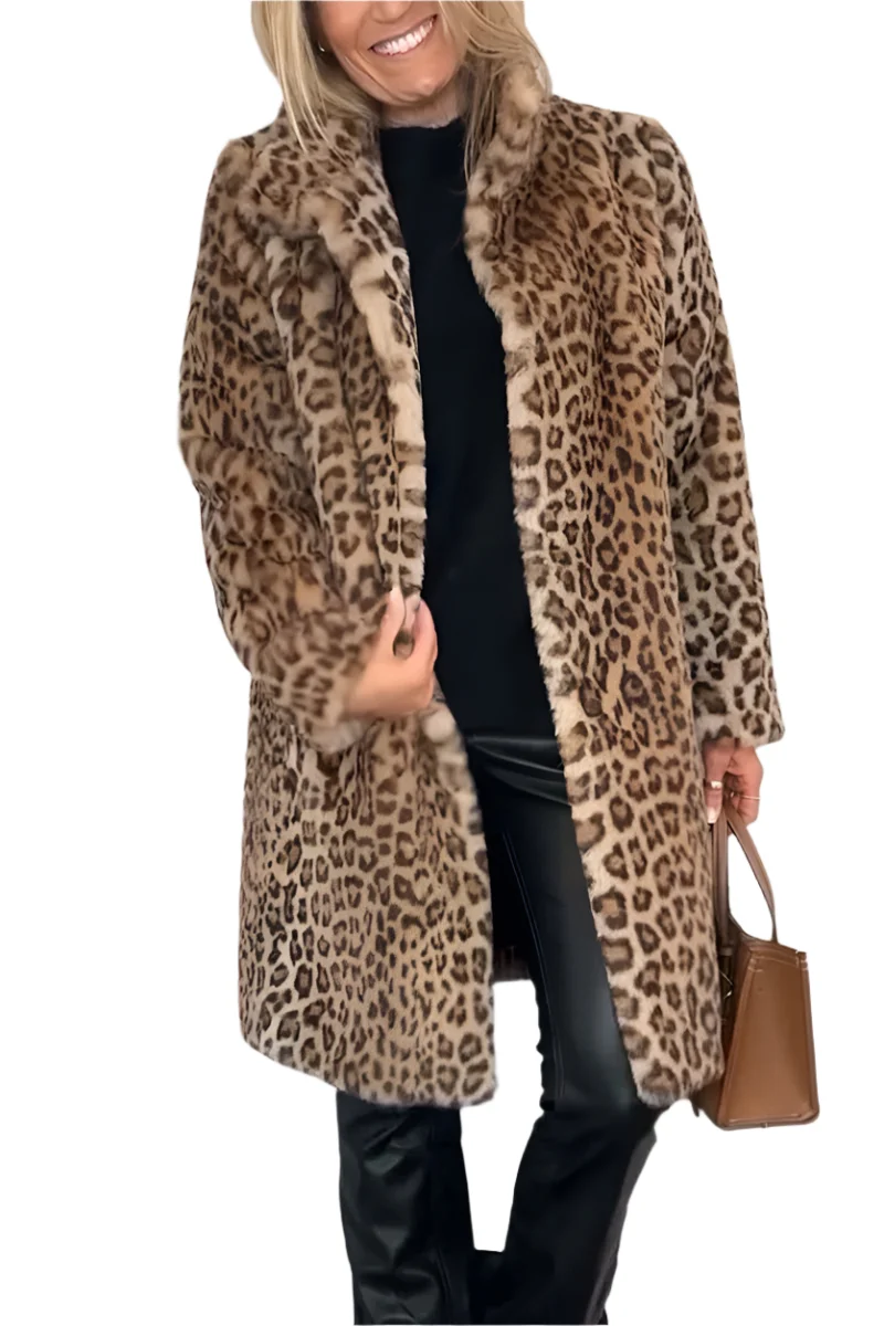 Dames Jas Winter Leeuwenprint Tailored Hoogwaardige Stof