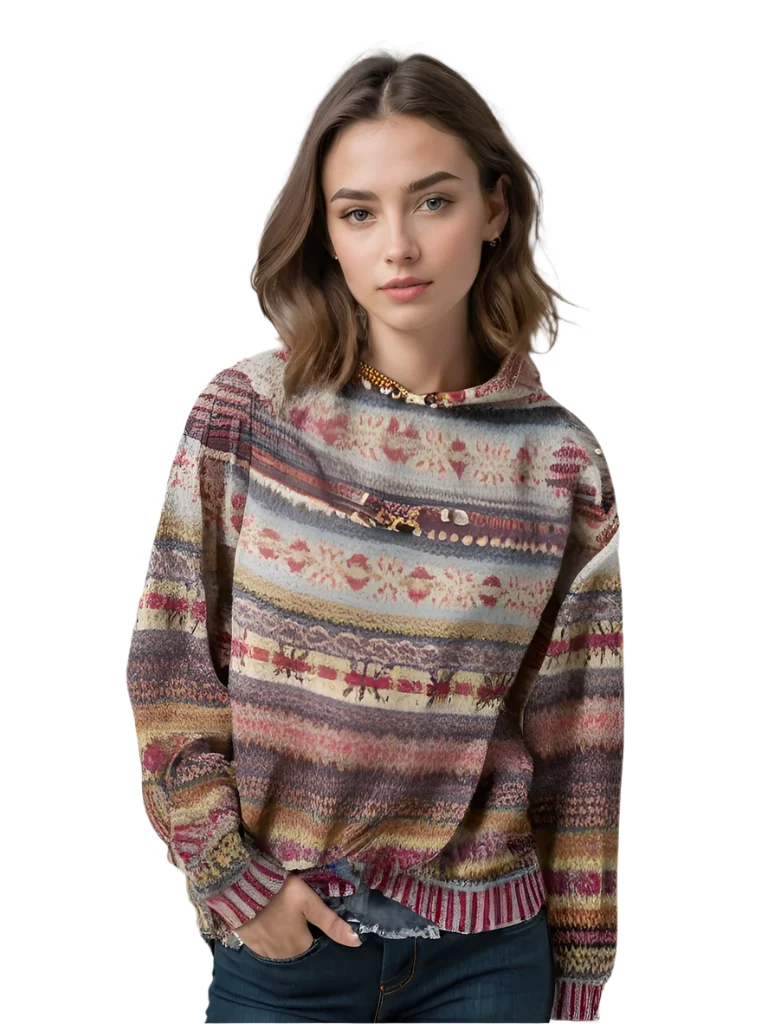 Dames Gebreide Trui Met Capuchon Multicolor Casual Gebreid