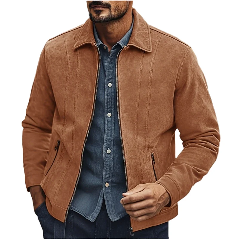 Heren Suede Jas met Uniek Ontwerp