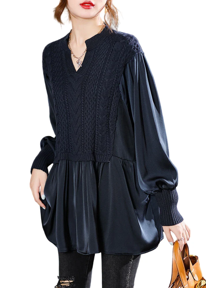 Dames Gebreide Blouse met Pofmouwen voor de Winter