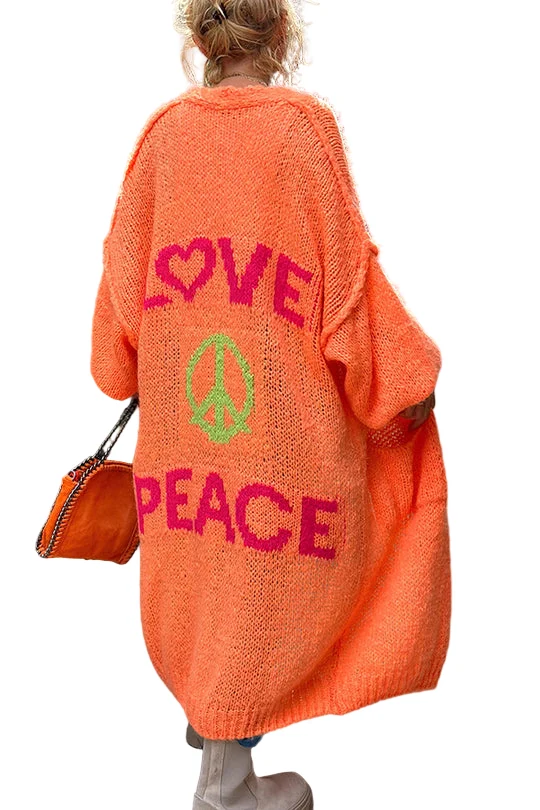 Dames Midi Cardigan met Print en Oversized Pasvorm