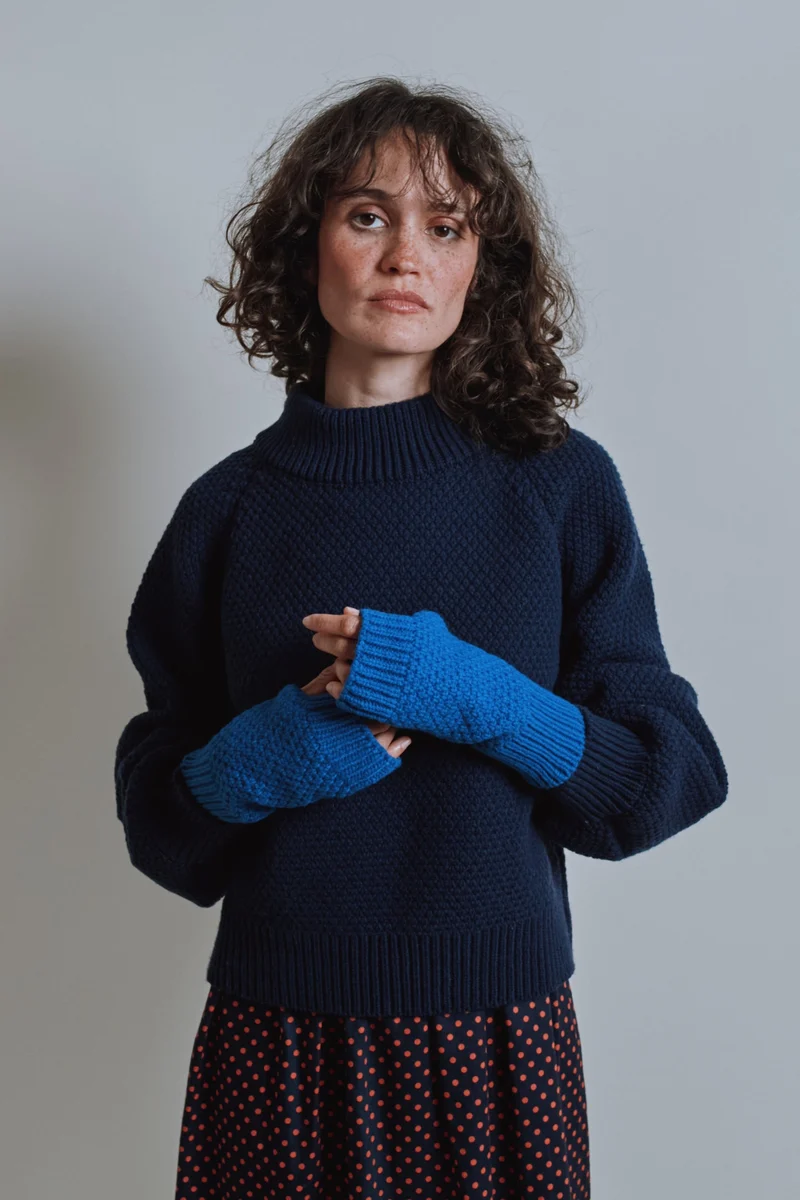 ALBA Merino Wool Mittens - Cobalt Blue