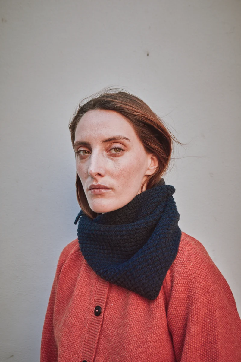 ROCIO Waffle Bandana in Merino Wool - Navy