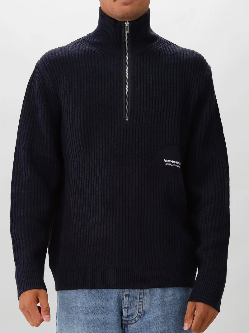 New Amsterdam Gebreide Half Zip Blauw