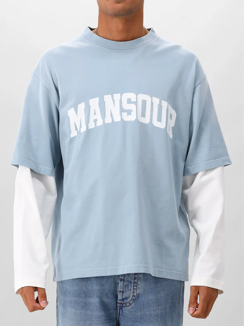 Mansour Longsleeve Blauw Boxy Core Longsleeve Dusty Blue