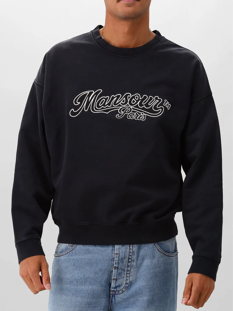 Mansour Sweater Zwart Felt Embroidery Sweater Vintage Black