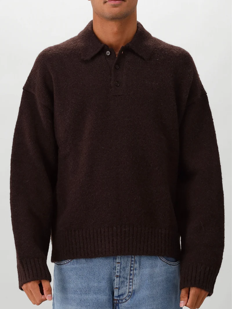 Olaf Gebreide Trui Bruin Oversized Knitted Polo