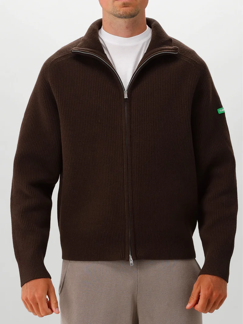 Flâneur Gebreid Vest Bruin Badge Knit Cardigan