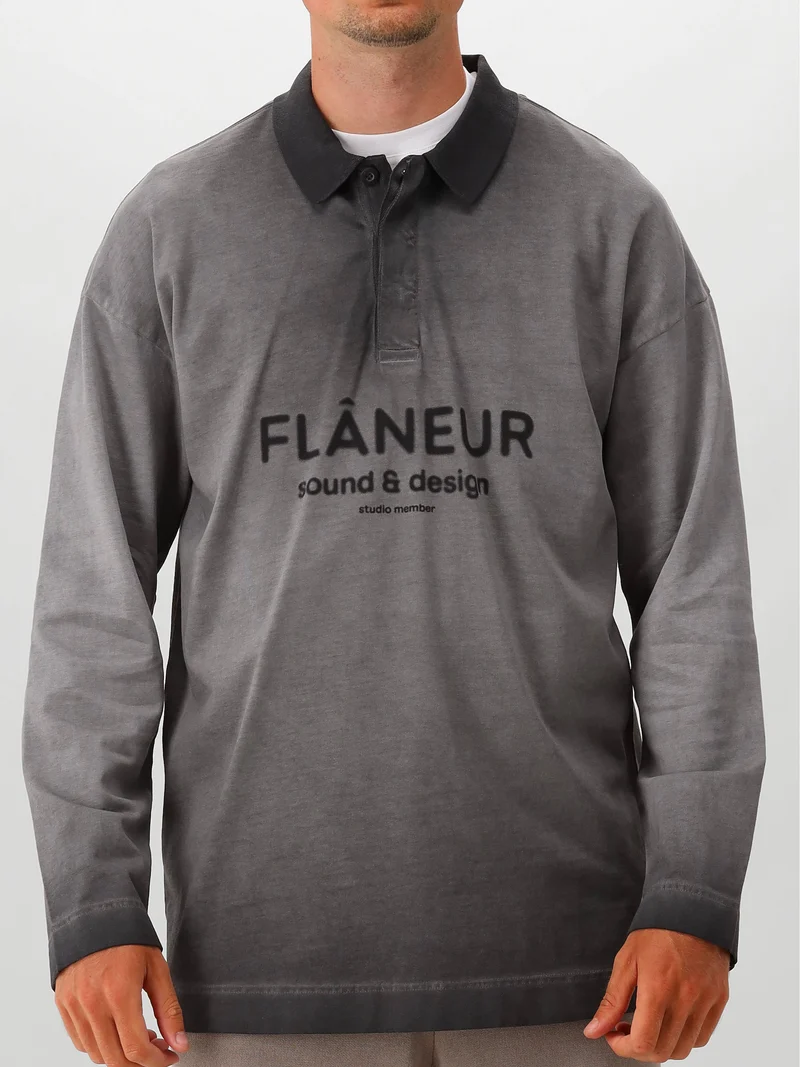 Flâneur Polo Longsleeve Grijs Sound & Design Studio Member