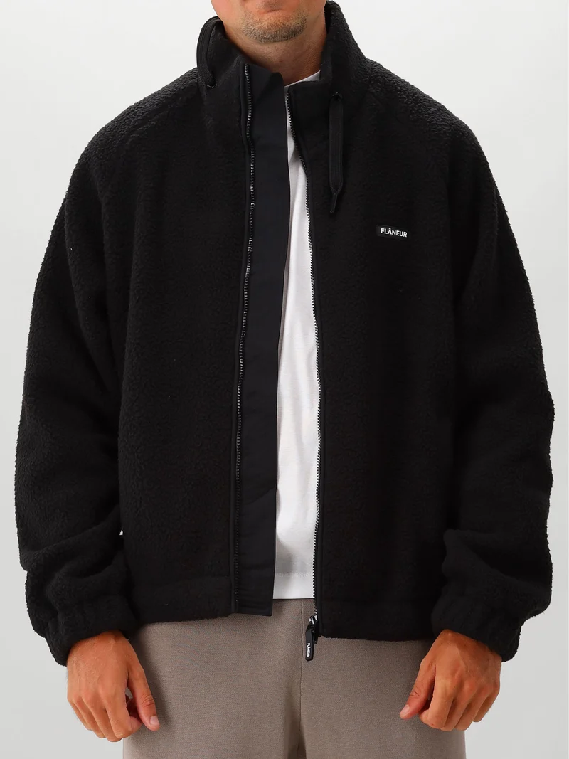 Flâneur Fleece Jas Zwart Frosted Badge
