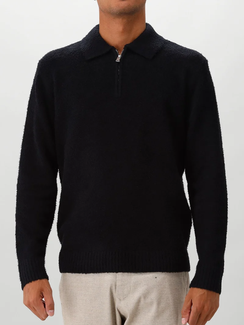 Genti Polo Zip Blauw