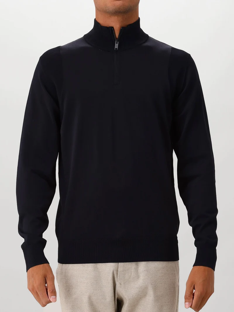Genti Trui Turtle Zip Blauw