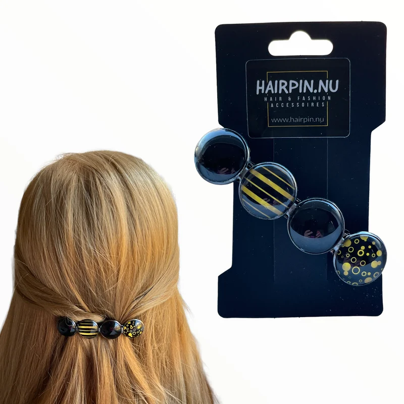 Color Hairclip haarspeld zwart geel XL