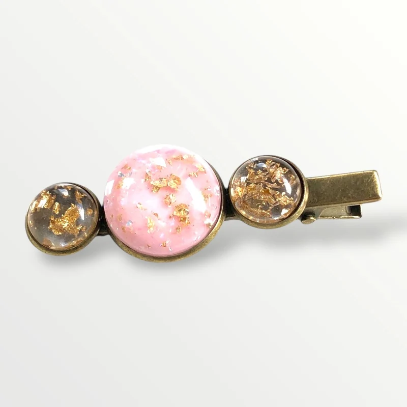 Hairclip cabochon gold flakes