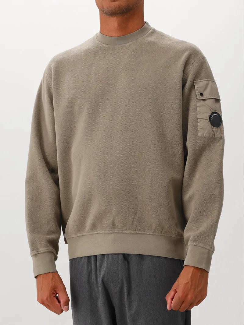 C.P. Company Sweater Groen Brushed Emerized Diagonal Flee
