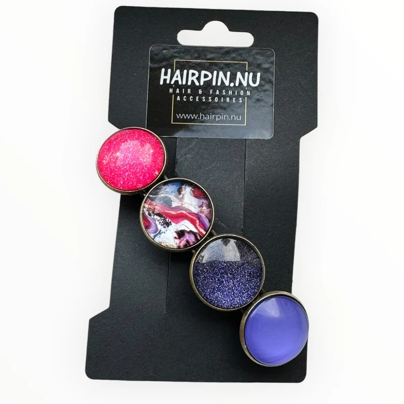 Haarspeld Color Hairclip paars lila blauw print XL-056.25