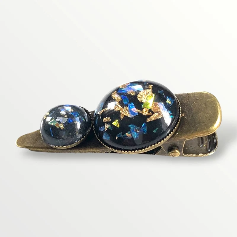 Hairclip cabochon zwart/goud