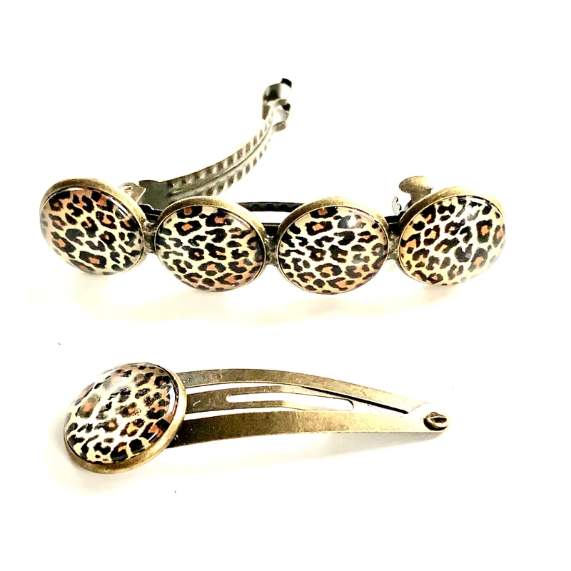 Color Hairclip Cabochon Haarspeld set Tijgerprint
