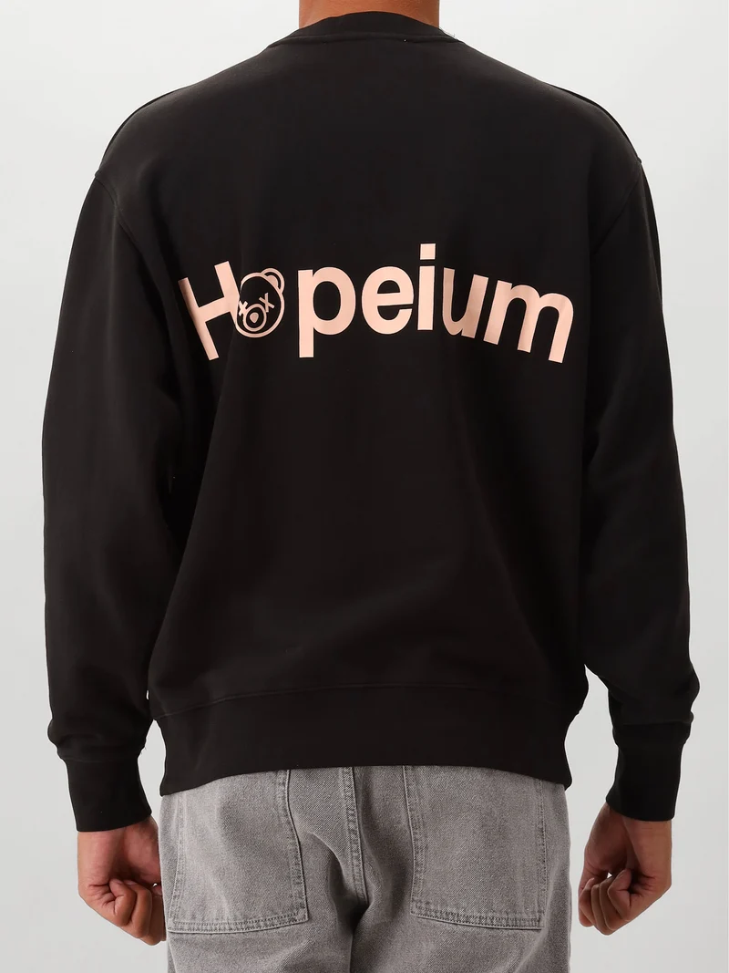 Hopeium Sweater Zwart Logo Crew