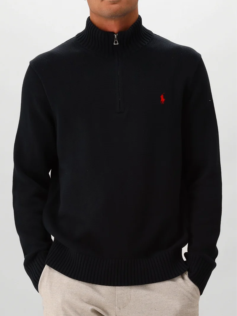 Polo Ralph Lauren Gebreide Trui Zwart Half Zip