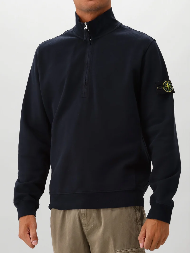 Stone Island Sweater Half Zip Blauw