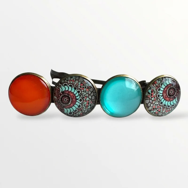 Color Hairclip haarspeld Ibiza turquoise print XL-026.25