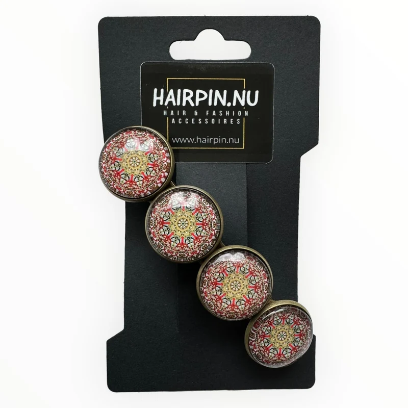 Haarspeld Color Hairclip geel rood print XL-073.25