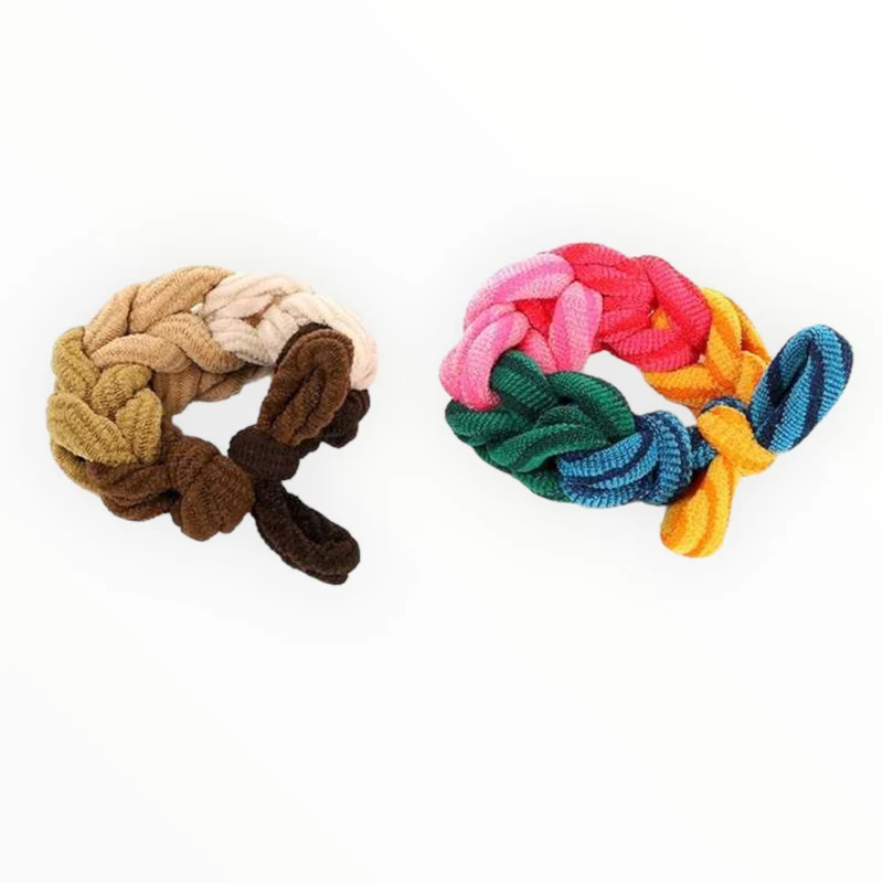 Colorful gevlochten haarelastiekjes 2 stuks