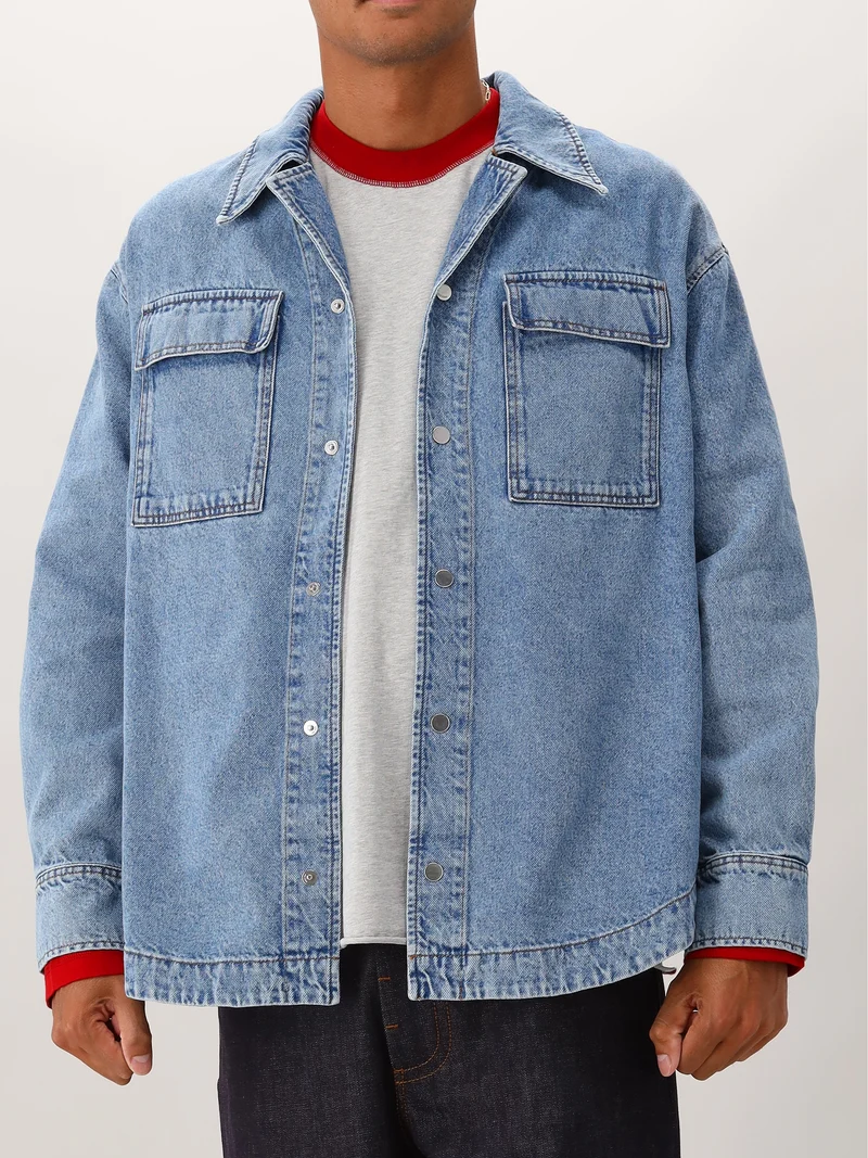 Ami Paris Spijker Overshirt Blauw Saharienne