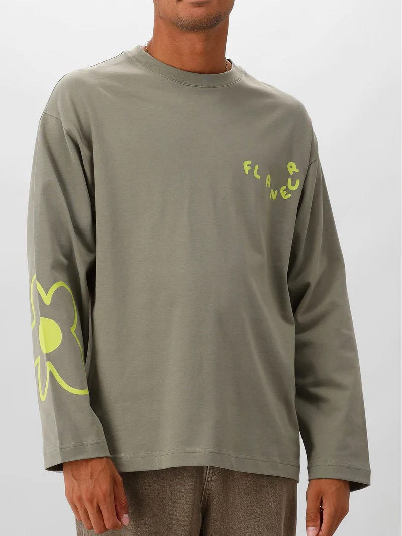 Flâneur Longsleeve Groen Khaki Blossom
