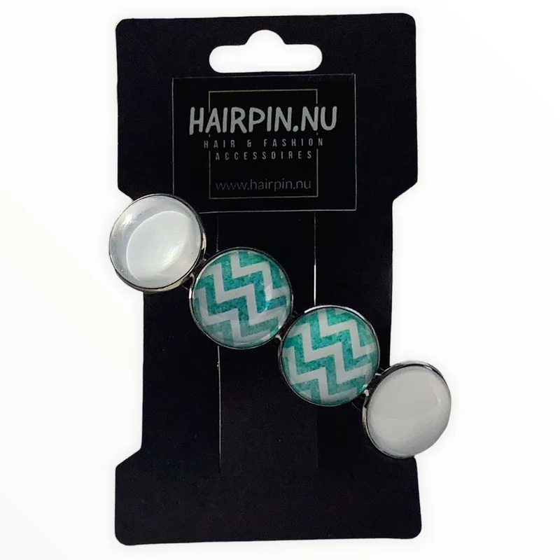 Color Hairclip haarspeld groen-wit XL